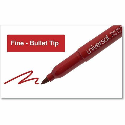 Universal Permanent Marker - Red Ink - Writing, Sketching, Classroom - 12 / Dozen