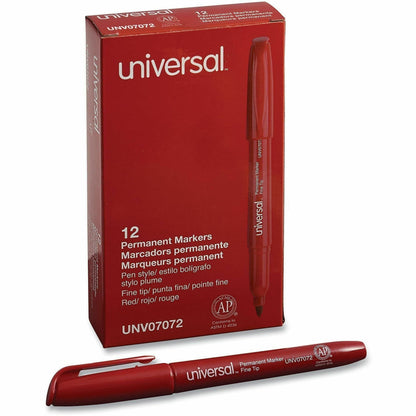 Universal Permanent Marker - Red Ink - Writing, Sketching, Classroom - 12 / Dozen