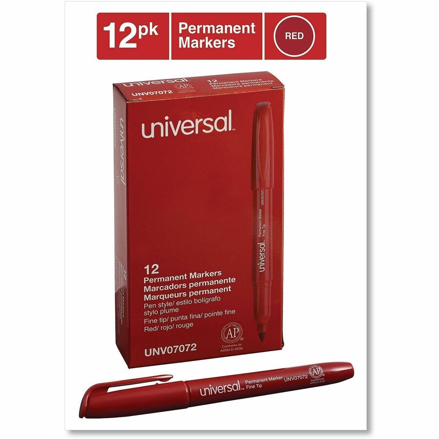 Universal Permanent Marker - Red Ink - Writing, Sketching, Classroom - 12 / Dozen
