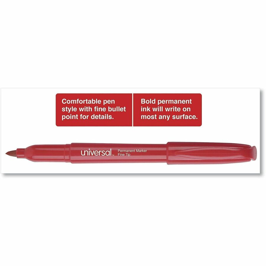 Universal Permanent Marker - Red Ink - Writing, Sketching, Classroom - 12 / Dozen