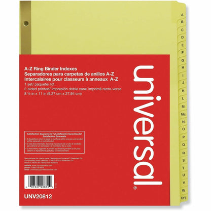 Universal Printed Alpha Index Dividers - 25 x Divider(s) - 25 Printed Side Tab(s) - Alphabet - A-Z - 25 Tab(s)/Set - 1 S