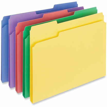 Universal 1/3 Tab Cut Letter Recycled Top Tab File Folder - 1" Expansion - Assorted Tab Position - 11 pt. - Stock - Asso
