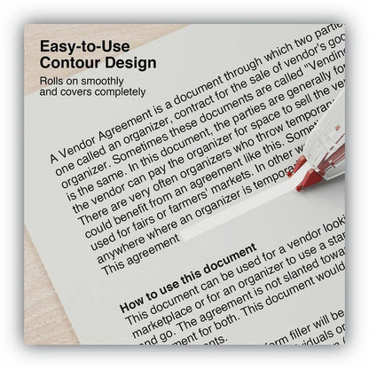 Universal Correction Tape - 0.20" Tape Width x 26.25 ft Tape Length - 1 Line(s) - White Tape - Clear, Red Dispenser - 6 