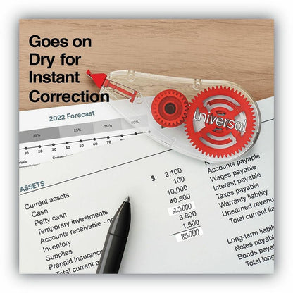 Universal Correction Tape - 0.20" Tape Width x 26.25 ft Tape Length - 1 Line(s) - White Tape - Clear, Red Dispenser - 6 