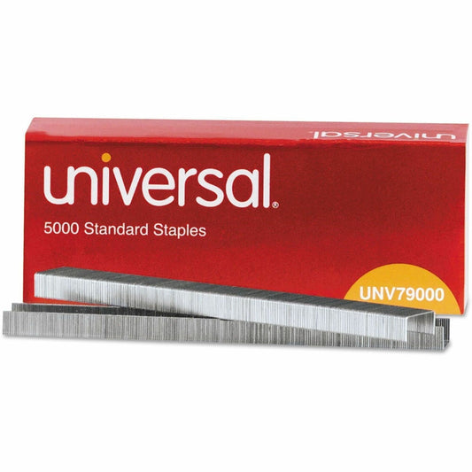 Universal Staples - Standard - 1/4" Leg - 1/2" Crown - Holds 30 Sheet(s) - for Paper - Chisel Point - Silver, Steel - 50