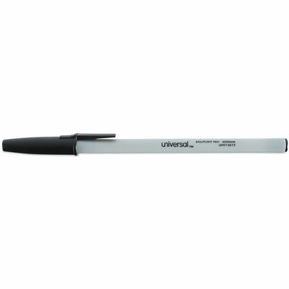 Universal Ballpoint - 1 mm Medium, Conical Pen Point - Black Ink - Oil Based - Gray Stick, Black Barrel - Office - 60 / 