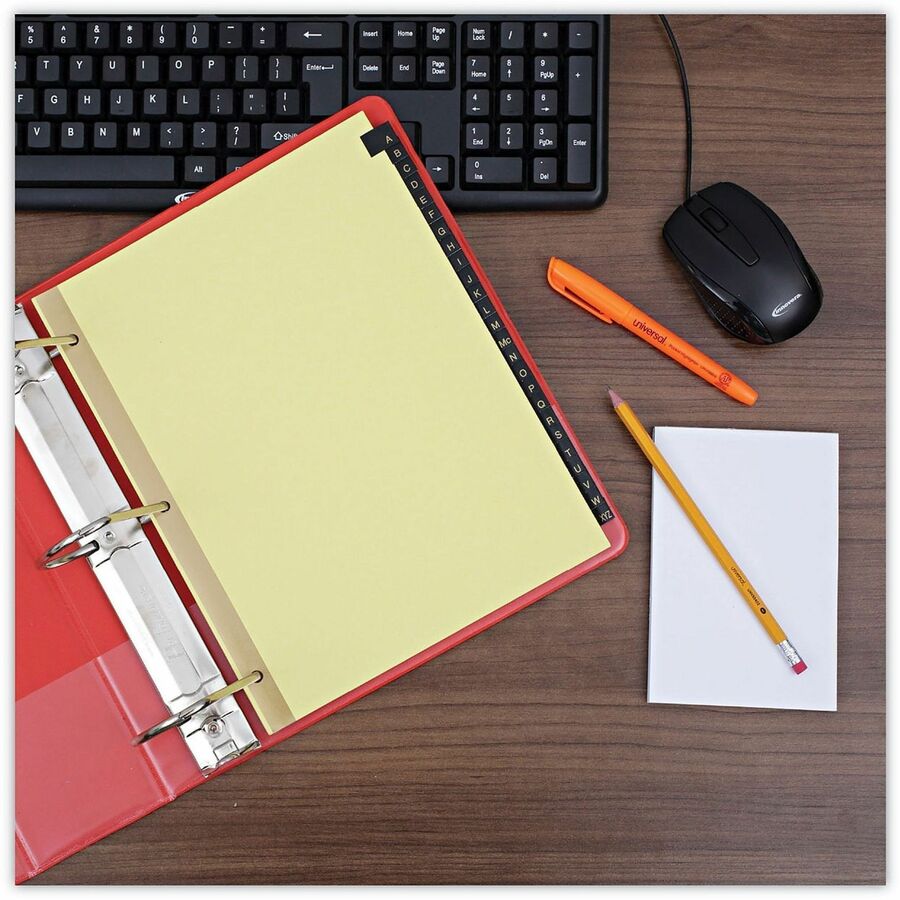 Universal Index Divider - 25 Printed Side Tab(s) - Character - A-Z - 8.5" Divider Width x 11" Divider Length - Letter - 