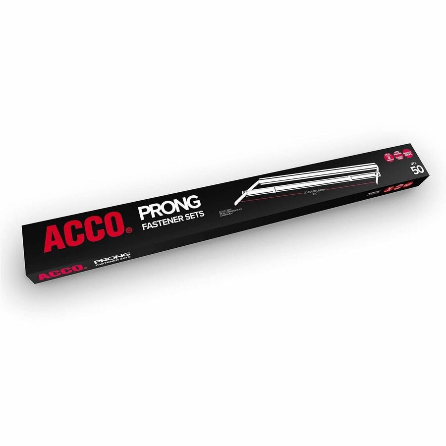 ACCO Paper Fastener - 8.3" Length - 3" Size Capacity - for Sheet, Binding - Smooth - Silver - 1 Box