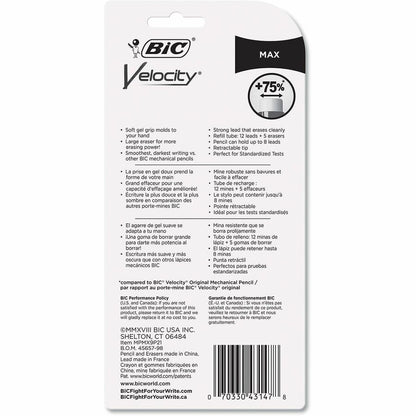 Velocity Max Mechanical Pencil - 0.9 mm Black Lead - 2HB - Refillable - Translucent, Transparent, Assorted Barrel - 2 / 