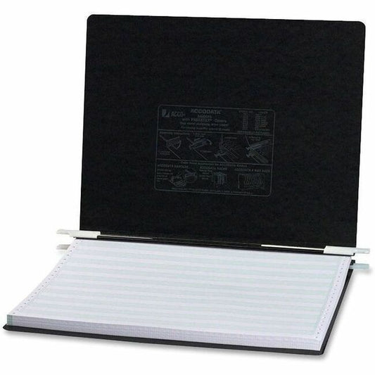 ACCO 14-7/8"x11" Presstex Hanging Data Binder - 6" Binder Capacity - Fastener: Post - Presstex, Acrylic, Nylon - Black -