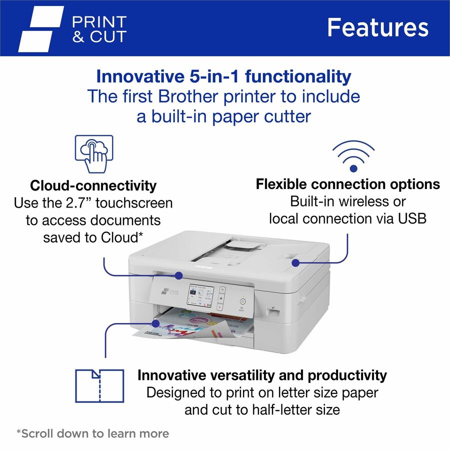 Brother MFC-J1800DW Wireless Inkjet Multifunction Printer - Color - Copier/Fax/Printer/Scanner - 6000 x 1200 dpi Print -