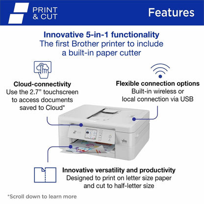 Brother MFC-J1800DW Wireless Inkjet Multifunction Printer - Color - Copier/Fax/Printer/Scanner - 6000 x 1200 dpi Print -