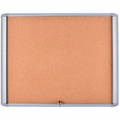 MasterVision Water-Resistant Enclosed Corkboard - 30" Board Height x 26.50" Board Width x 0.70" Board Depth - Light Brow