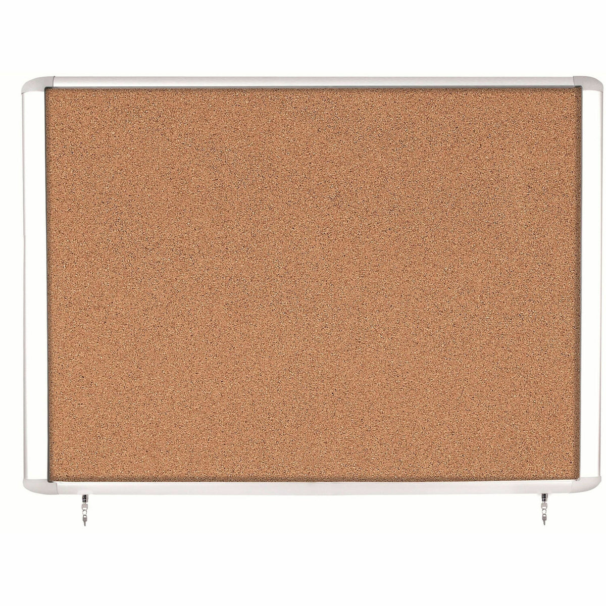 MasterVision Water-Resistant Enclosed Corkboard - 47" Board Height x 38.30" Board Width x 0.70" Board Depth - Light Brow
