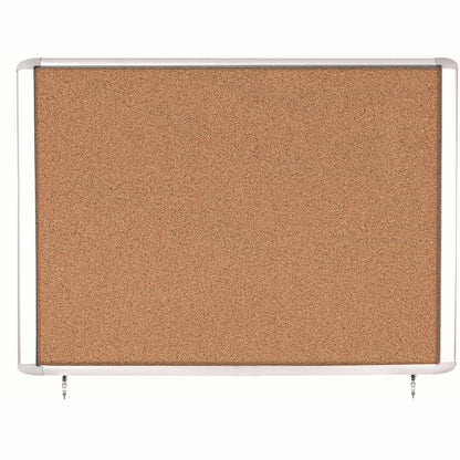 MasterVision Water-Resistant Enclosed Corkboard - 47" Board Height x 38.30" Board Width x 0.70" Board Depth - Light Brow