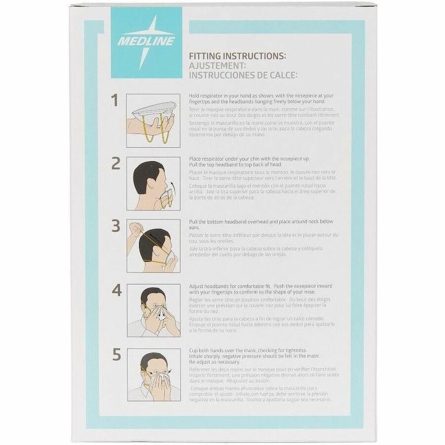 Medline Cone-Style N95 Surgical Respirator Masks - Recommended for: Surgical - Regular - Airborne Particle, Flying Parti