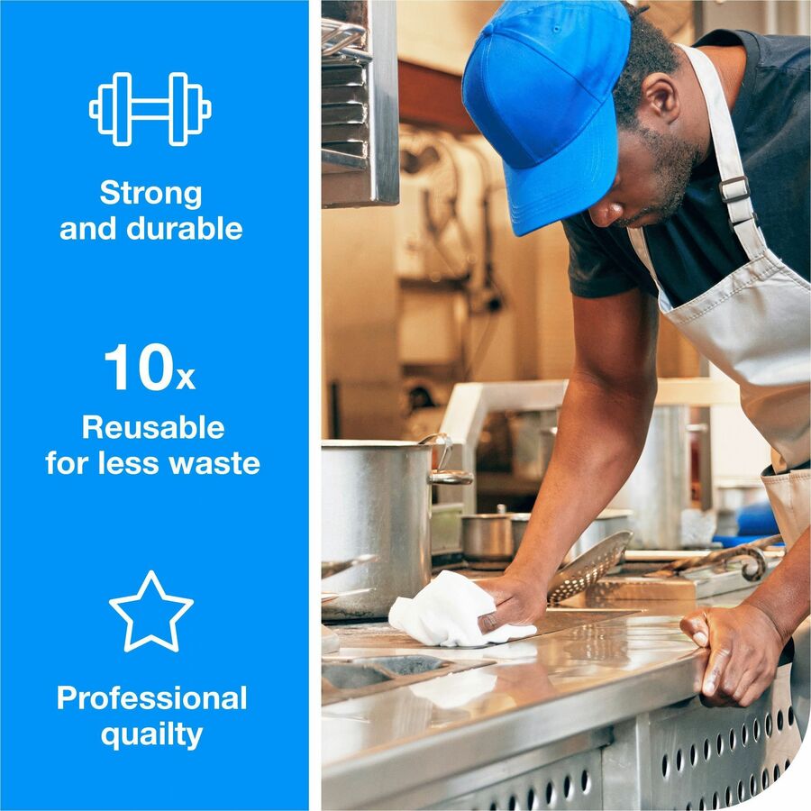 TORK 2 in 1 Scouring and Cleaning Foodservice Towel White, Absorbent, 1 x 120 Sheets - For Surface, Food Service, Counte