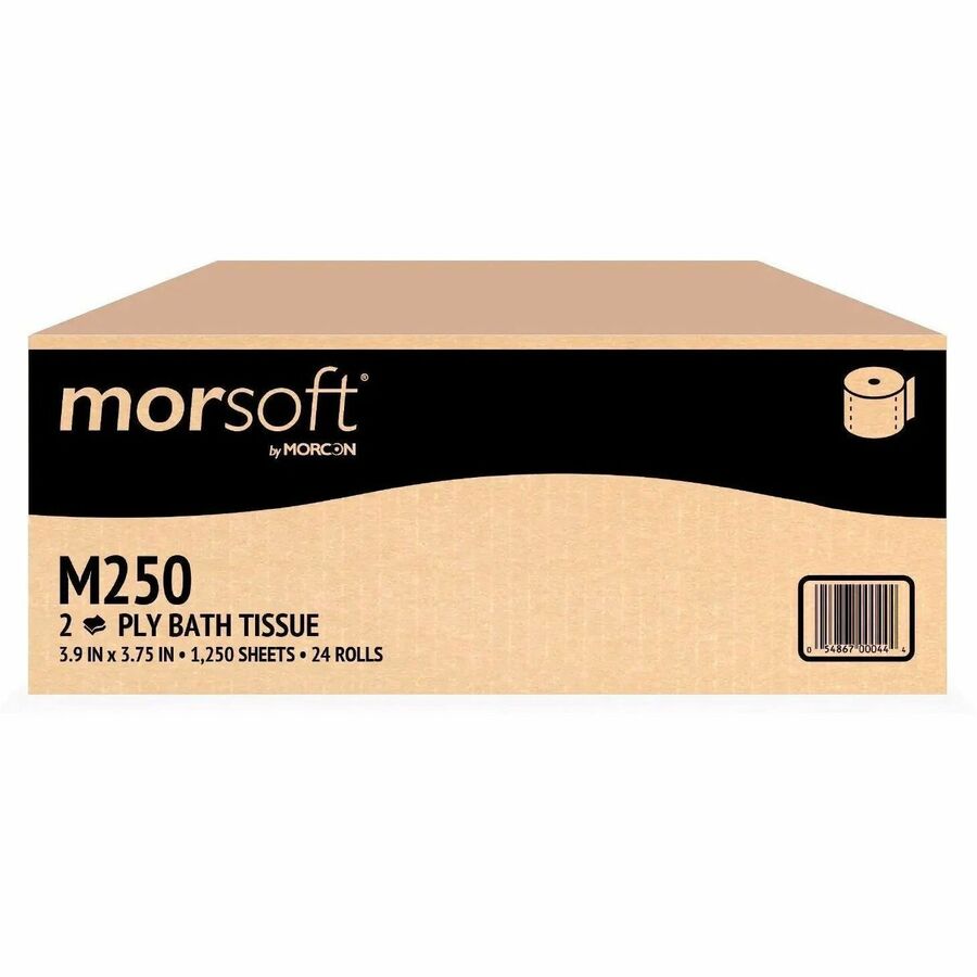 Morcon Moresoft Porta-Potty Bath Tissue - 2 Ply - 3.75" Width x 3.90" Length - 1250 Sheets/Roll - 1" Core - White - Fibe