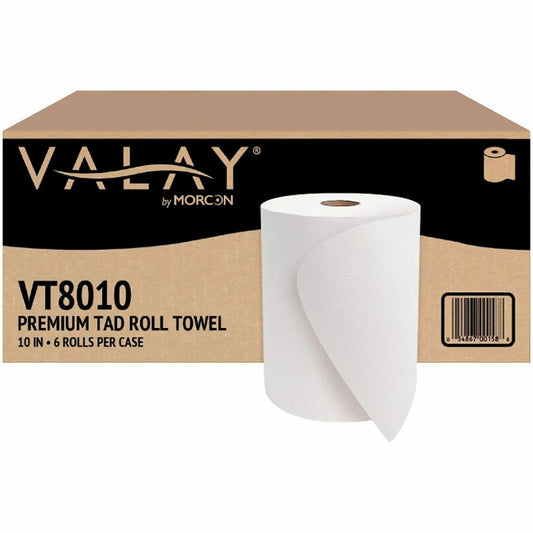 Morcon Valay Premium TAD Hardwound Roll Paper Towels - 1 Ply - 10" Width x 700 ft Length - 8" Roll Diameter - 2" Core - 