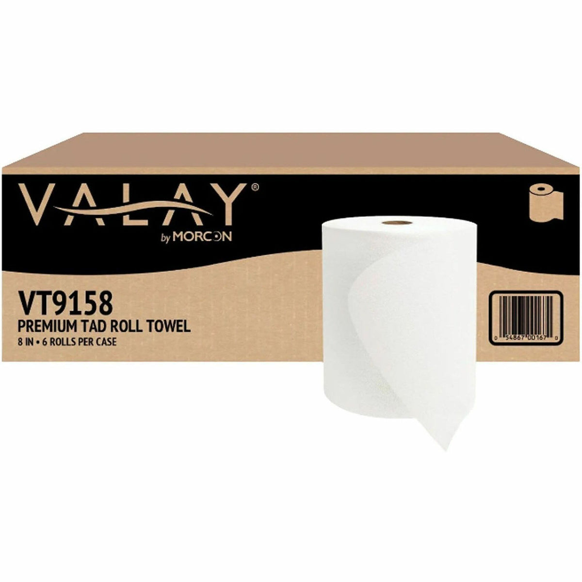 Morcon Valay 8" TAD Premium Roll Paper Towels - 1 Ply - 8" Width x 700 ft Length - 8" Roll Diameter - 2" Core - White - 