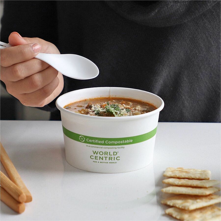 World Centric Compostable White Paper Bowls - Food, Soup, Ice Cream, Food Storage, Salad - White - Paper Body - 50/Pack 
