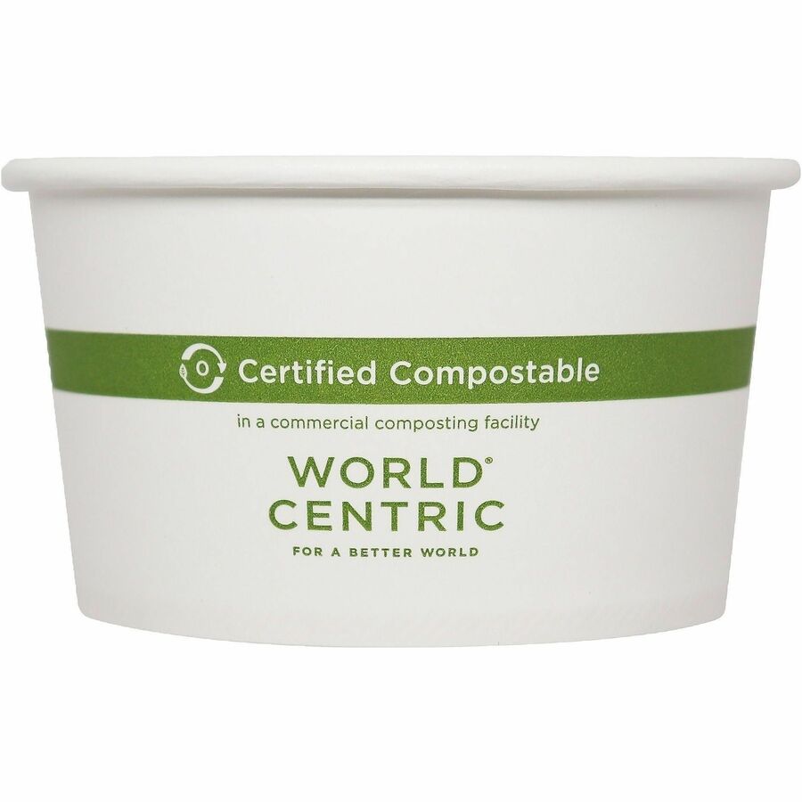 World Centric Compostable White Paper Bowls - Food, Soup, Ice Cream, Food Storage, Salad - White - Paper Body - 50/Pack 