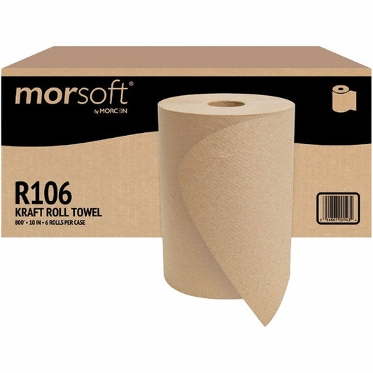 Morcon Morsoft 10" Hardwound Roll Paper Towels - 1 Ply - 10" Width x 800 ft Length - 7.50" Roll Diameter - 2" Core - Nat