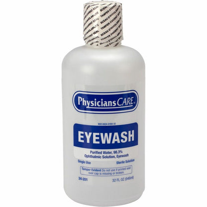First Aid Only Sterile Ophthalmic Solution Eyewash - 1 quart - Sterile - For Eye irrigation, Eye Burning - 12 / Carton