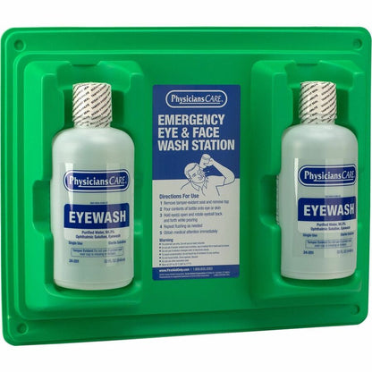 First Aid Only Twin-Bottle Eyewash Station - 1 quart - Wall Mountable - 6 / Carton