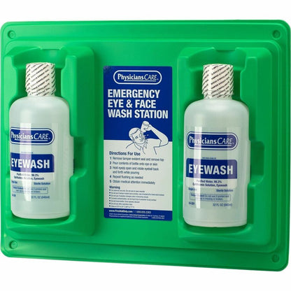 First Aid Only Twin-Bottle Eyewash Station - 1 quart - Wall Mountable - 6 / Carton