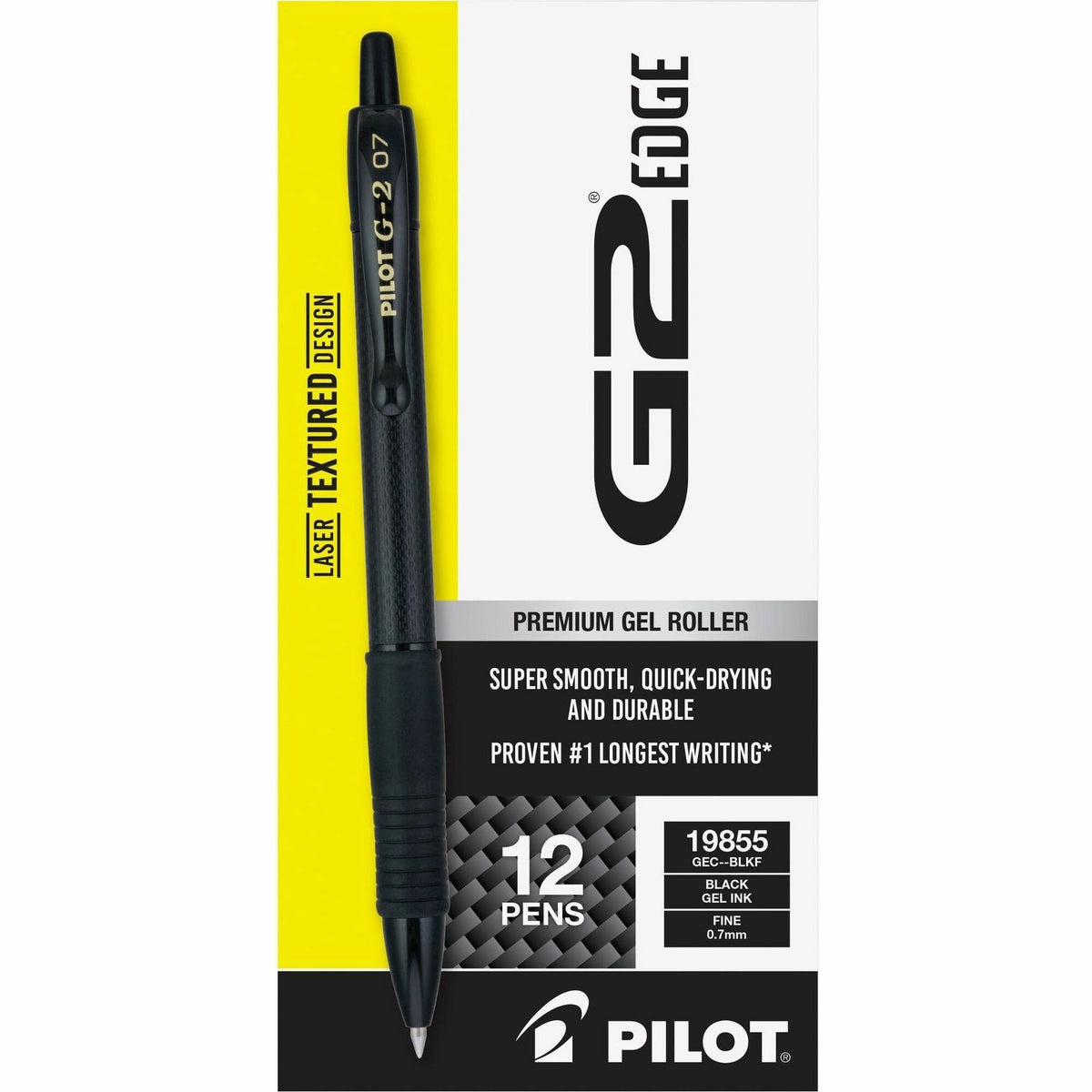 Pilot Gel Pens - 0.7 mm Fine Pen Point - Refillable - Black Ink - Gel-based - Tungsten Carbide Tip - 12 / Dozen