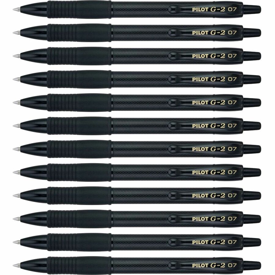 Pilot Gel Pens - 0.7 mm Fine Pen Point - Refillable - Black Ink - Gel-based - Tungsten Carbide Tip - 12 / Dozen