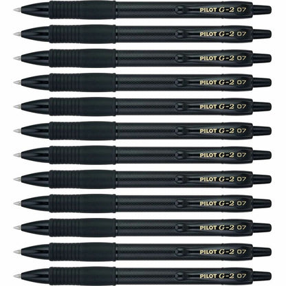 Pilot Gel Pens - 0.7 mm Fine Pen Point - Refillable - Black Ink - Gel-based - Tungsten Carbide Tip - 12 / Dozen