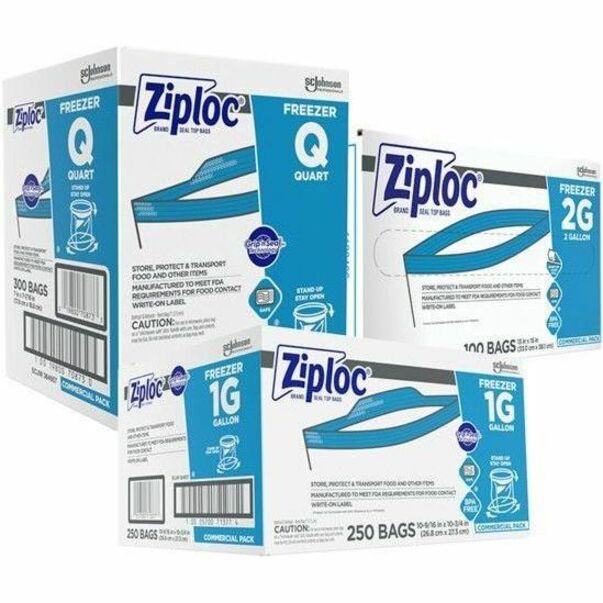 Ziploc® Grip n' Seal Freezer Bags - Large Size - 1 gal Capacity - 10.75" Length x 10.56" Width - Zipper Closure - Textur