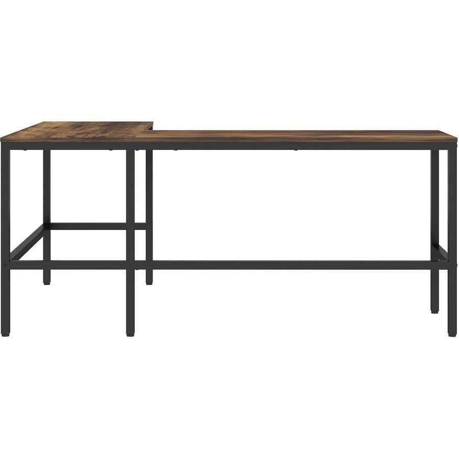 NuSparc L-Shaped Metal Frame Desk - Vintage Oak L-shaped, Black Top - Contemporary Style - 200 lb Capacity - 1 Each