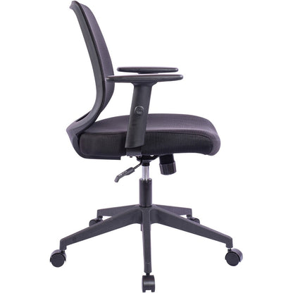 NuSparc Mid-Back Task Chair - Fabric Back Material - Mid Back - 5-star Base - Black - Armrest - 1 Each