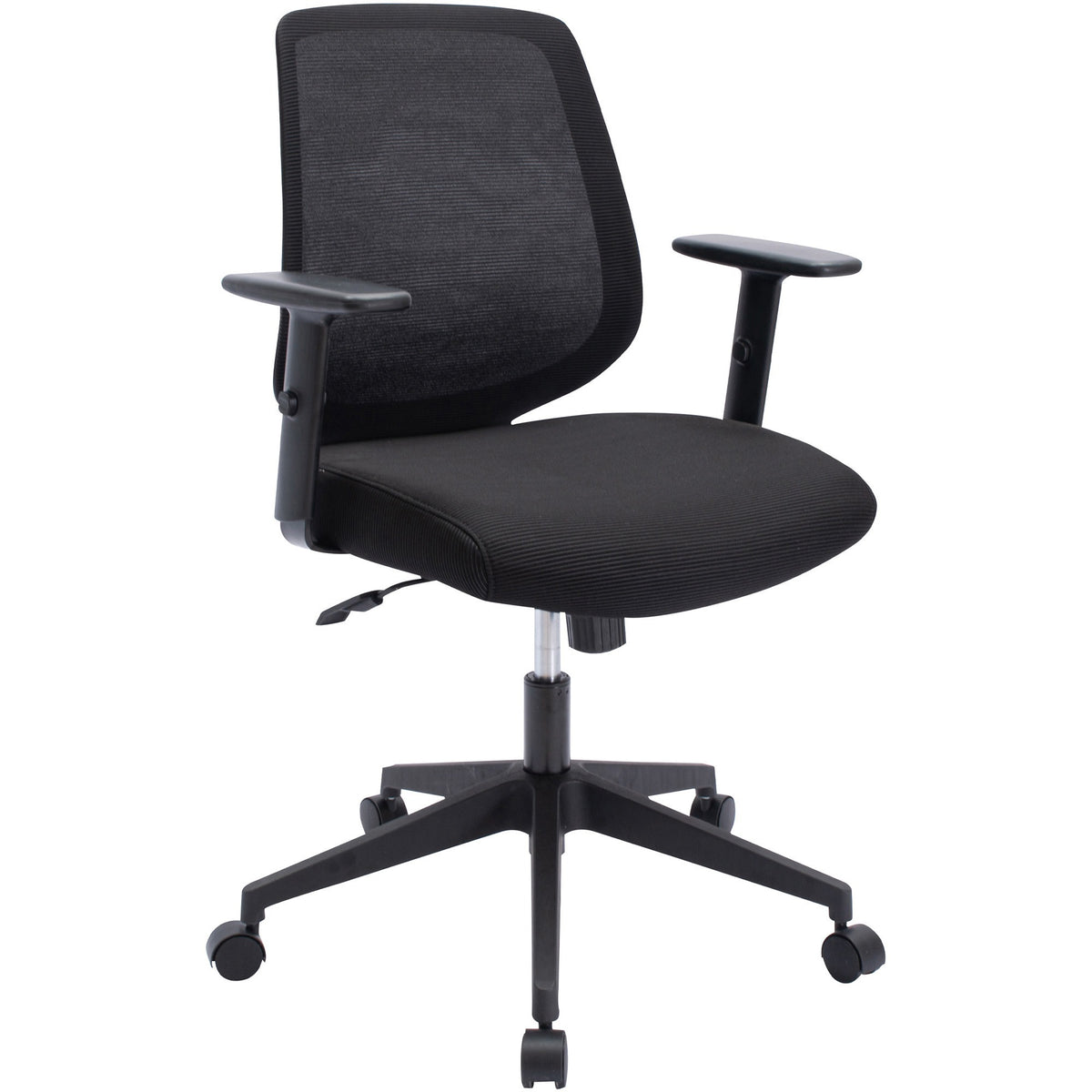 NuSparc Mid-Back Task Chair - Fabric Back Material - Mid Back - 5-star Base - Black - Armrest - 1 Each