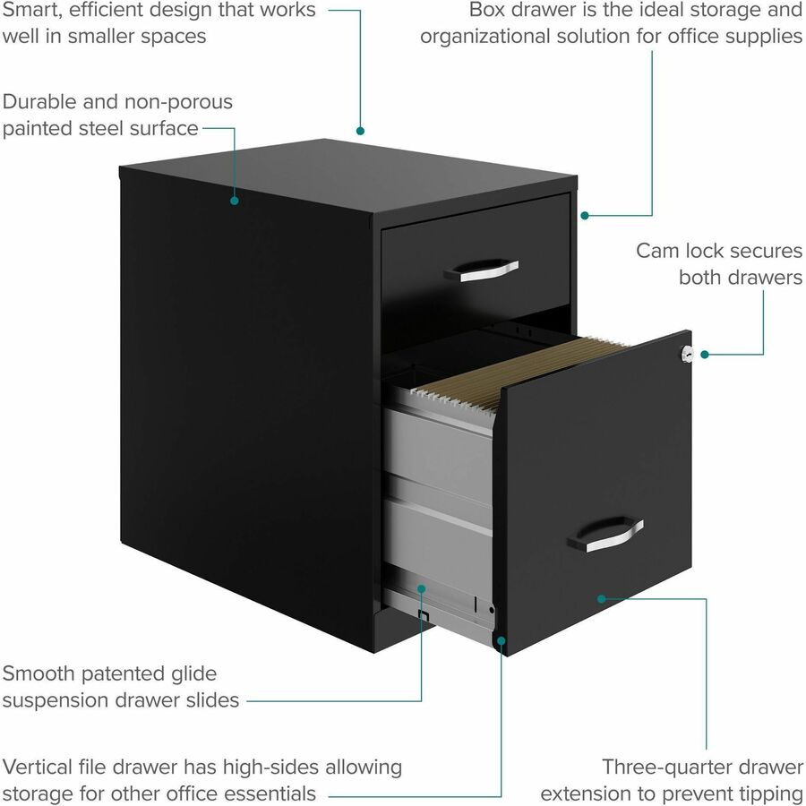 NuSparc File Cabinet - 14.2" Width x 18" Depth x 19" Height - 2 x Drawer(s) for Box, File - Letter - Vertical - 1 Each