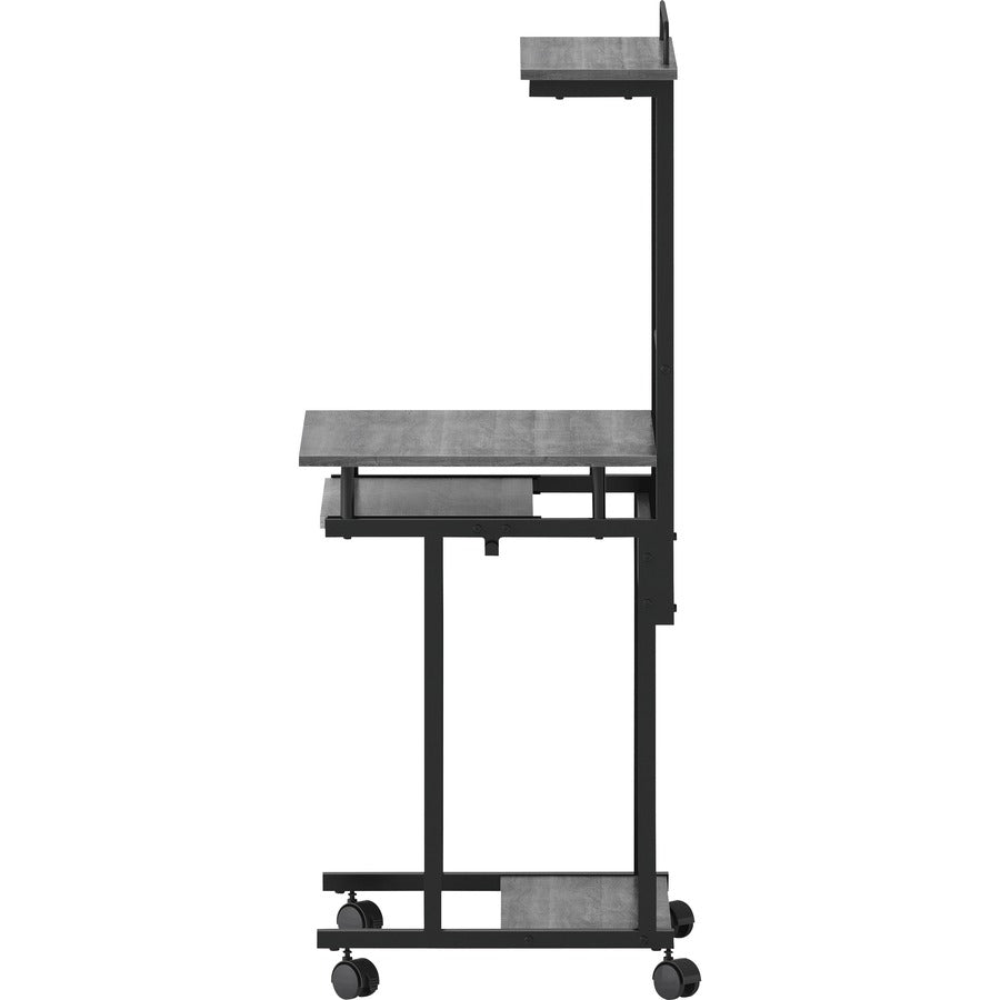 NuSparc Mobile Computer Workstation w/Keybrd Tray - Weathered Charcoal Laminate, Black Top - 110 lb Capacity - 1 Each