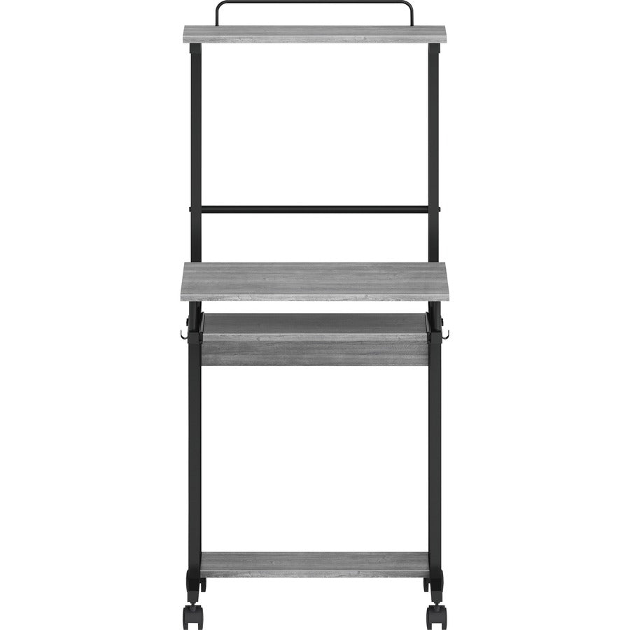 NuSparc Mobile Computer Workstation w/Keybrd Tray - Weathered Charcoal Laminate, Black Top - 110 lb Capacity - 1 Each