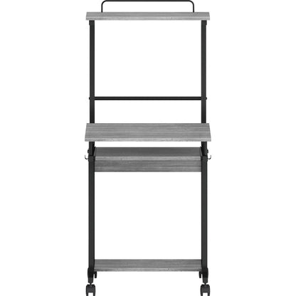 NuSparc Mobile Computer Workstation w/Keybrd Tray - Weathered Charcoal Laminate, Black Top - 110 lb Capacity - 1 Each