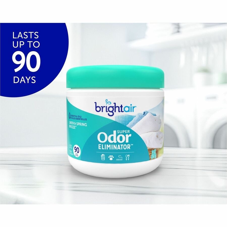 Bright Air Super Odor Eliminator Air Freshener - 14 fl oz (0.4 quart) - Linen & Spring Breeze - 90 Day - 1 Each