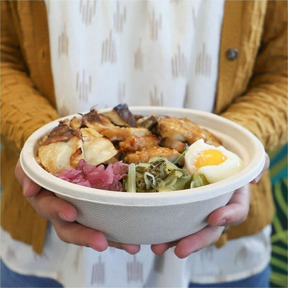 World Centric Compostable Fiber Bowl - Food, Soup, Ice Cream, Salad, Commercial - Disposable - Natural - Fiber Body - 12