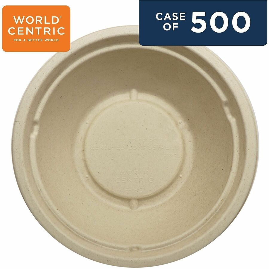World Centric Compostable Fiber Bowl - Food, Soup, Ice Cream, Salad, Commercial - Disposable - Natural - Fiber Body - 12