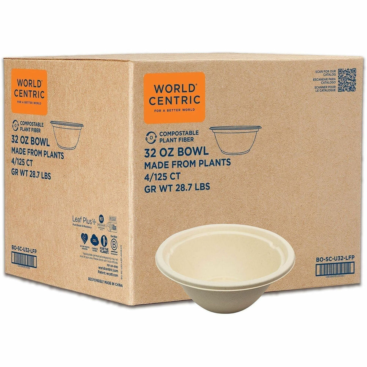 World Centric Compostable Fiber Bowls - Food, Soup, Ice Cream, Salad, Commercial - Disposable - Natural - Fiber, Bamboo 