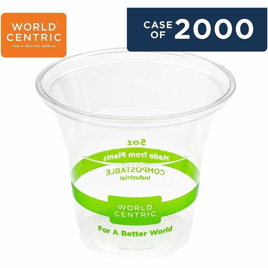 World Centric Compostable Clear Cold Cups - 5 fl oz - Clear - Polylactic Acid (PLA) - 2000 / Carton