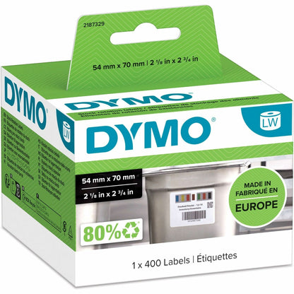 Dymo LabelWriter Stock Rotation Labels - 2 1/8" Width x 2 3/4" Length - Laser - White - Paper - 400 / Roll - 1 Roll