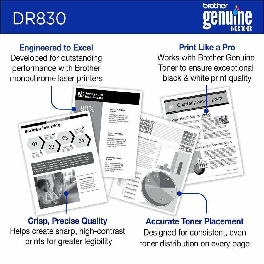 Brother DR830 Drum Unit - Laser Print Technology - 15000 Pages - Black - 1 Each