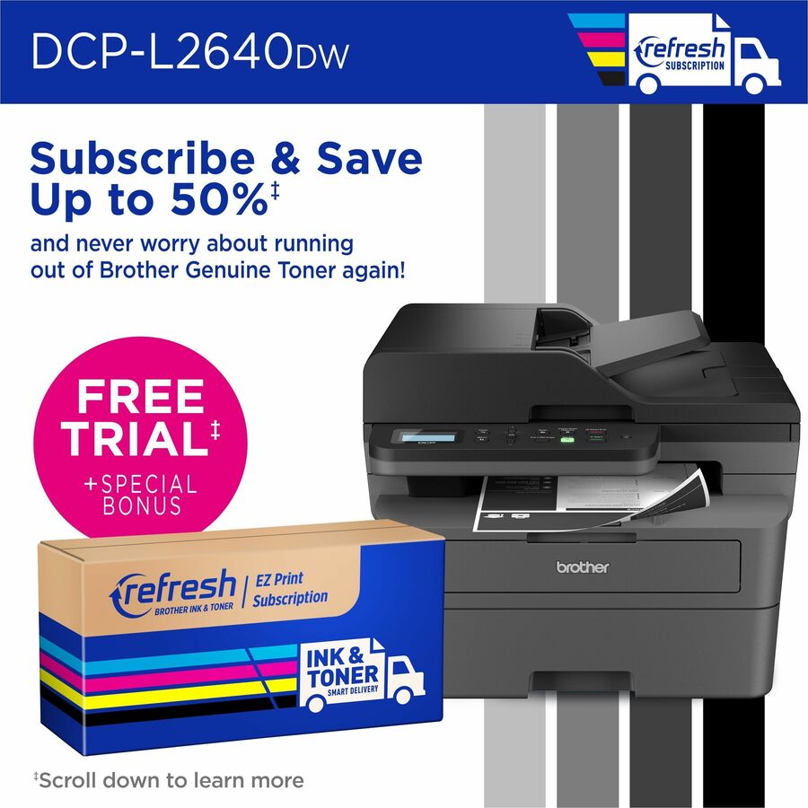 Brother DCP-L2640DW Wireless Laser Multifunction Printer - Monochrome - Gray - Copier/Printer/Scanner - 23.6 ppm Mono Pr