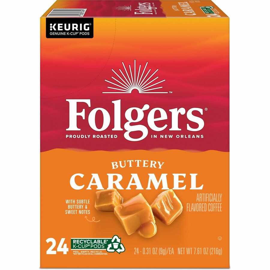 Folgers® K-Cup Buttery Caramel Coffee - Compatible with Keurig Brewer - Medium - 24 K-Cup - K-Cup - Buttery Caramel Coff
